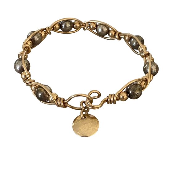VTG Ladda Bihler 14k GF Gold Filled Over Sterling Silver Bead Wire Bracelet - Picture 3 of 6